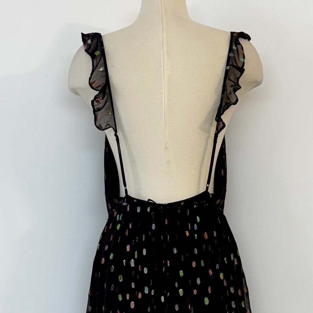 Michael Costello x Revolve Natalie Maxi Dress in Black Rainbow Dots M NWT - Picture 9 of 15